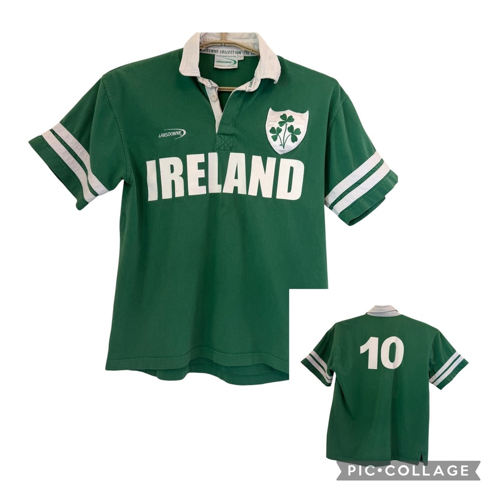 Lansdowne Ireland Rugby Jersey Shirt Green Short Sleeve Shamrock 10 Mens Small